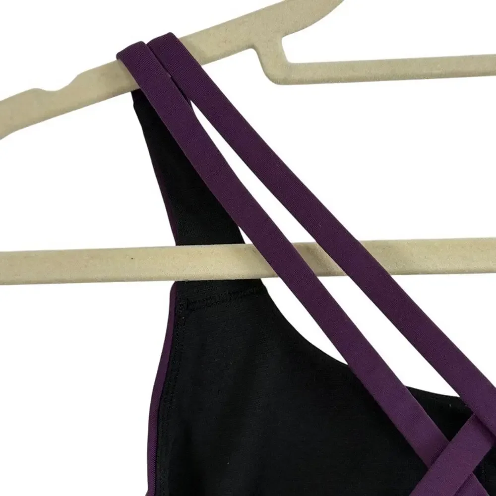 Lululemon Purple Sports Bra Womens Workout Gym Strappy Criss Cross Back Top sz 6
